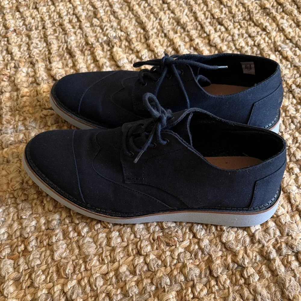 Toms Men's Black Canvas Derby Lace-Up Shoes